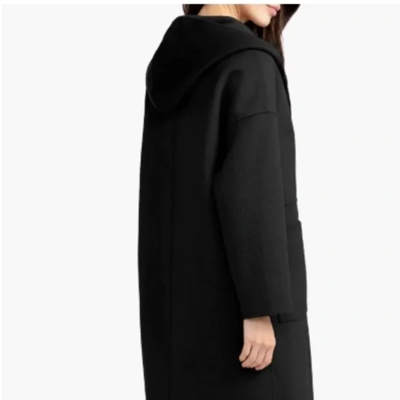 $279 Unworn Belle & Bloom Sunday Morning Hooded Wool Blend Coat in Black Jackets & Coats